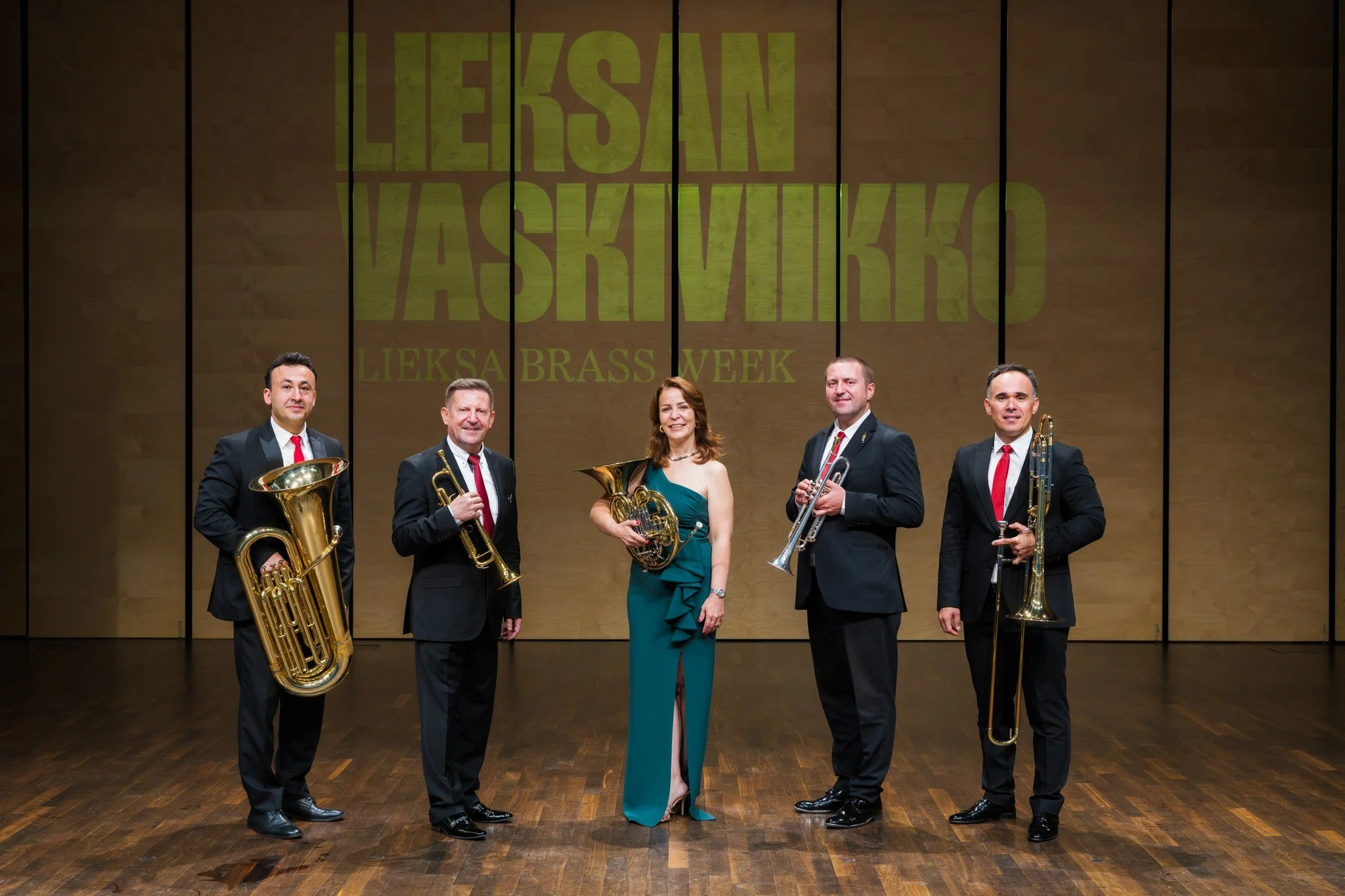 Golden Horn Brass -kvintetti Brahe-salin lavalla Lieksan Vaskiviikolla 2026