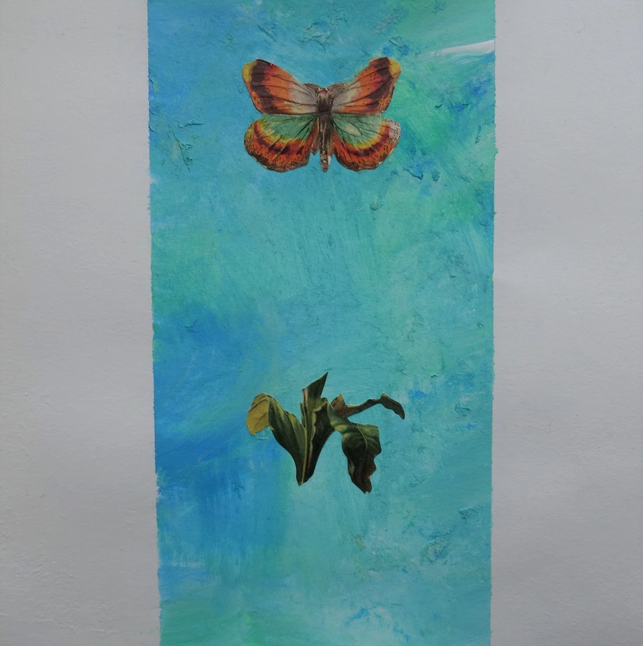  SOMMERFUGL NR 2. 2020 MIXED MEDIA PÅ PAPIR 16X16 CM 