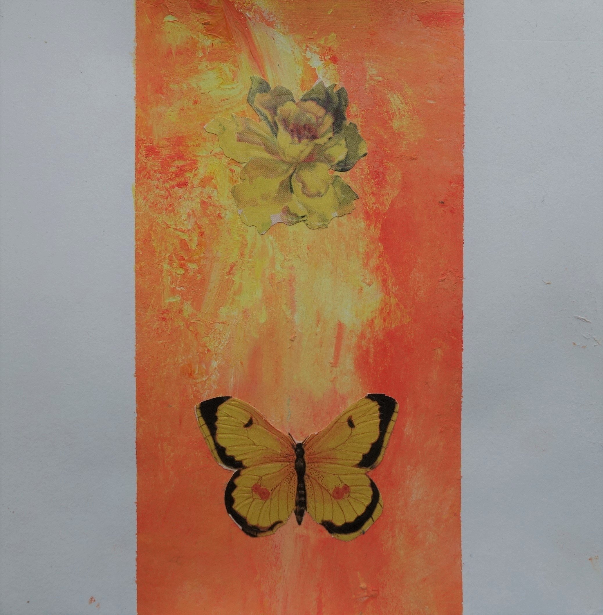  SOMMERFUGL NR 3. 2020 MIXED MEDIA PÅ PAPIR 16X16 CM 