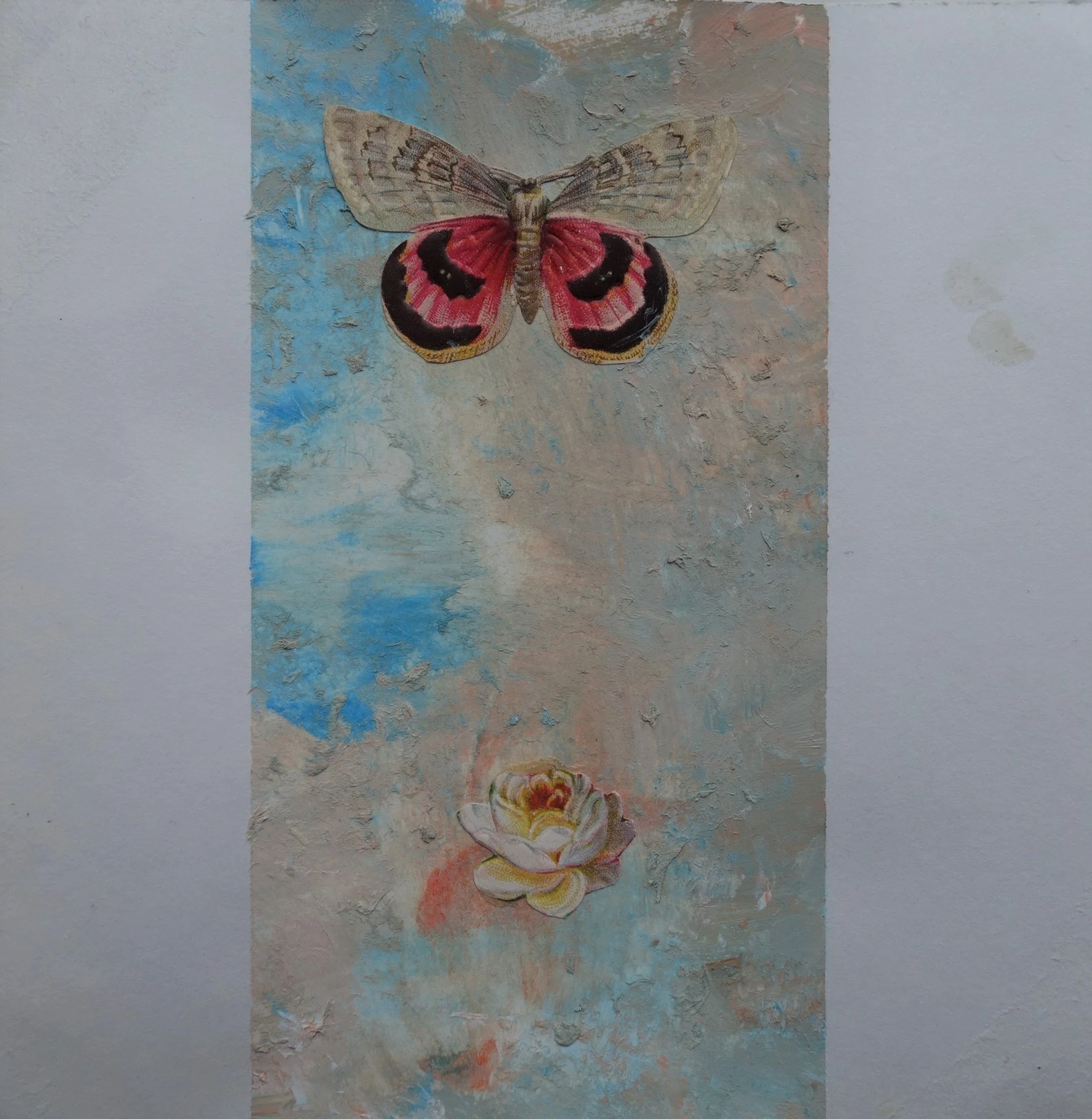  SOMMERFUGL NR 6. 2020 MIXED MEDIA PÅ PAPIR 16X16 CM 