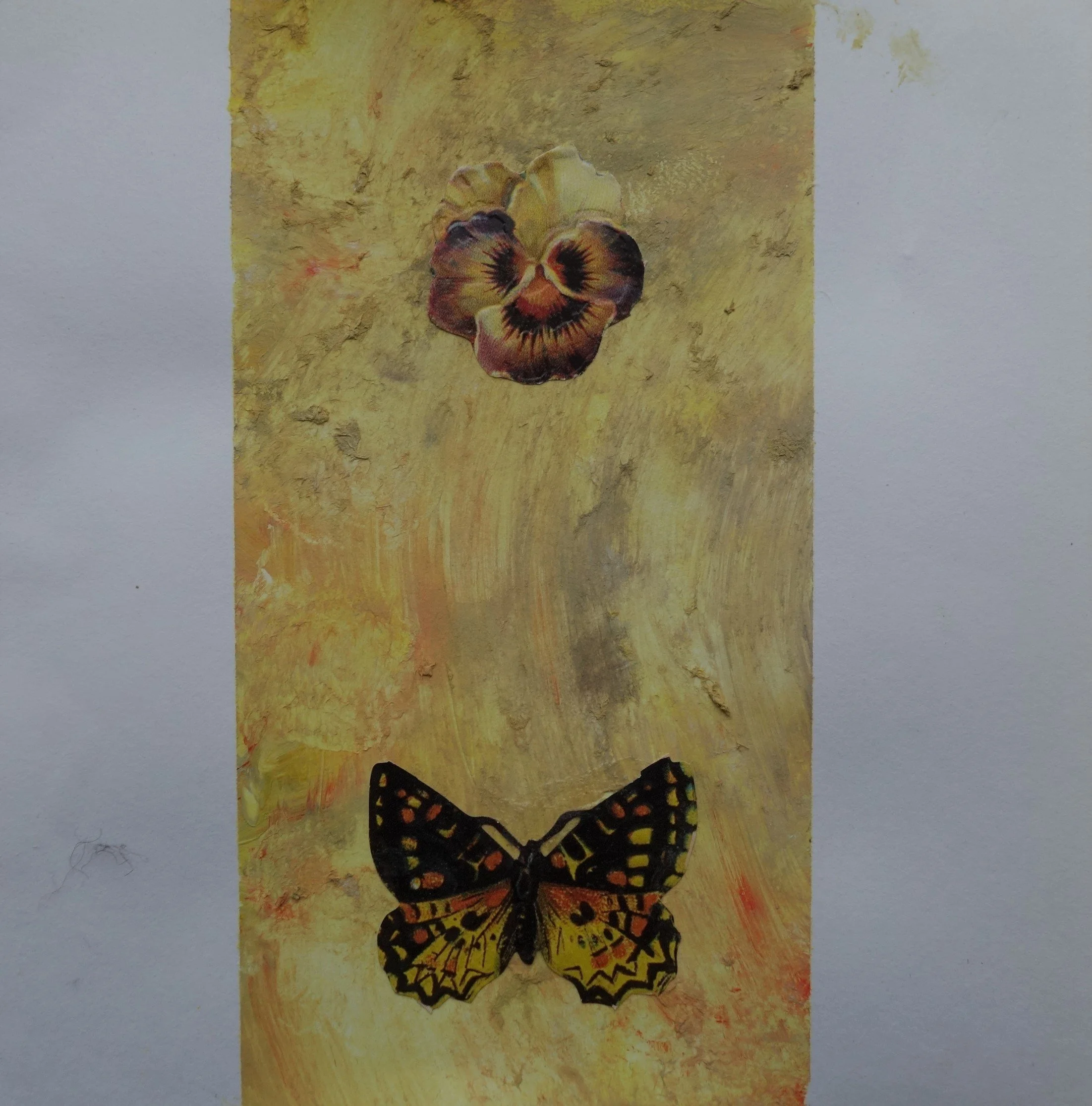  SOMMERFUGL NR 10. 2020 MIXED MEDIA PÅ PAPIR 16X16 CM 