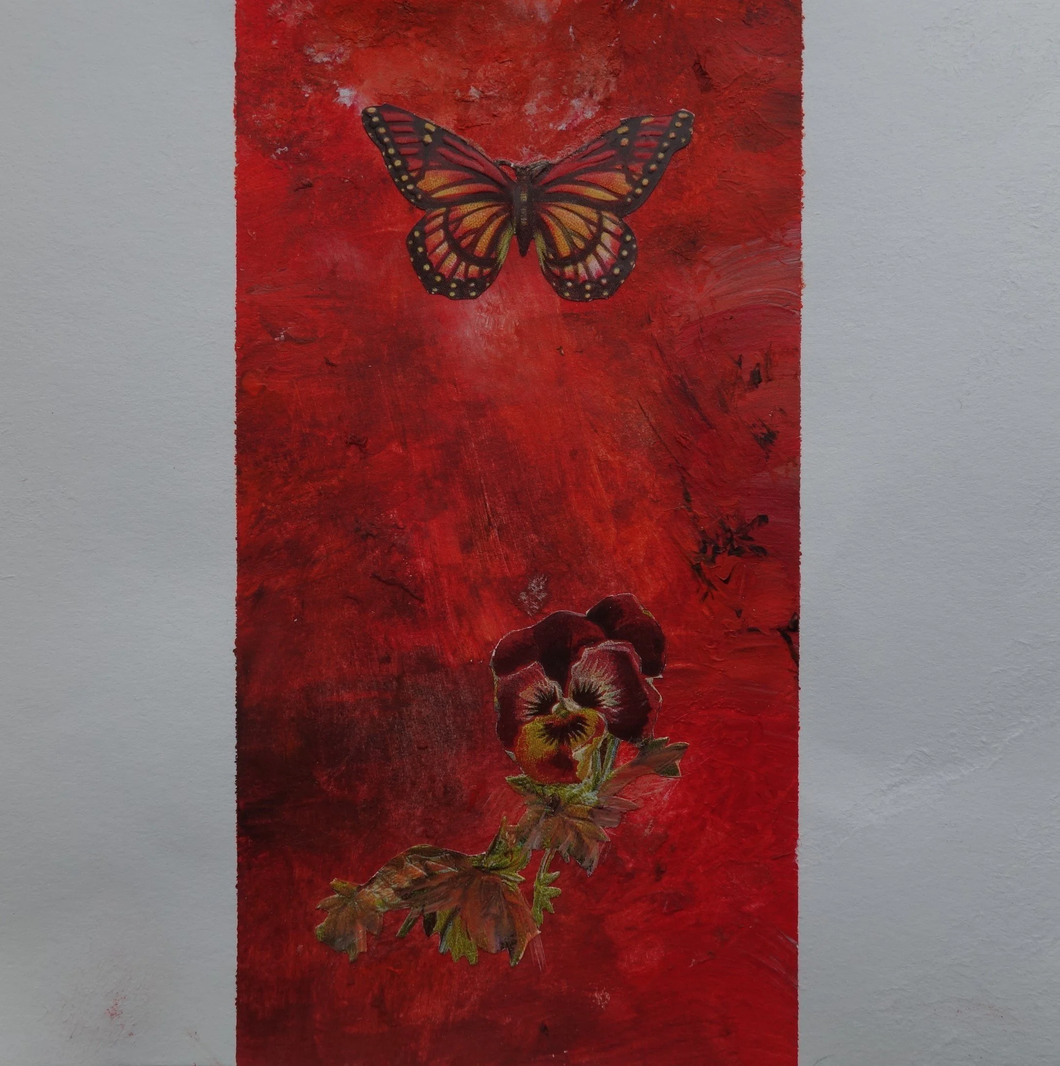  SOMMERFUGL NR 11. 2020 MIXED MEDIA PÅ PAPIR 16X16 CM 