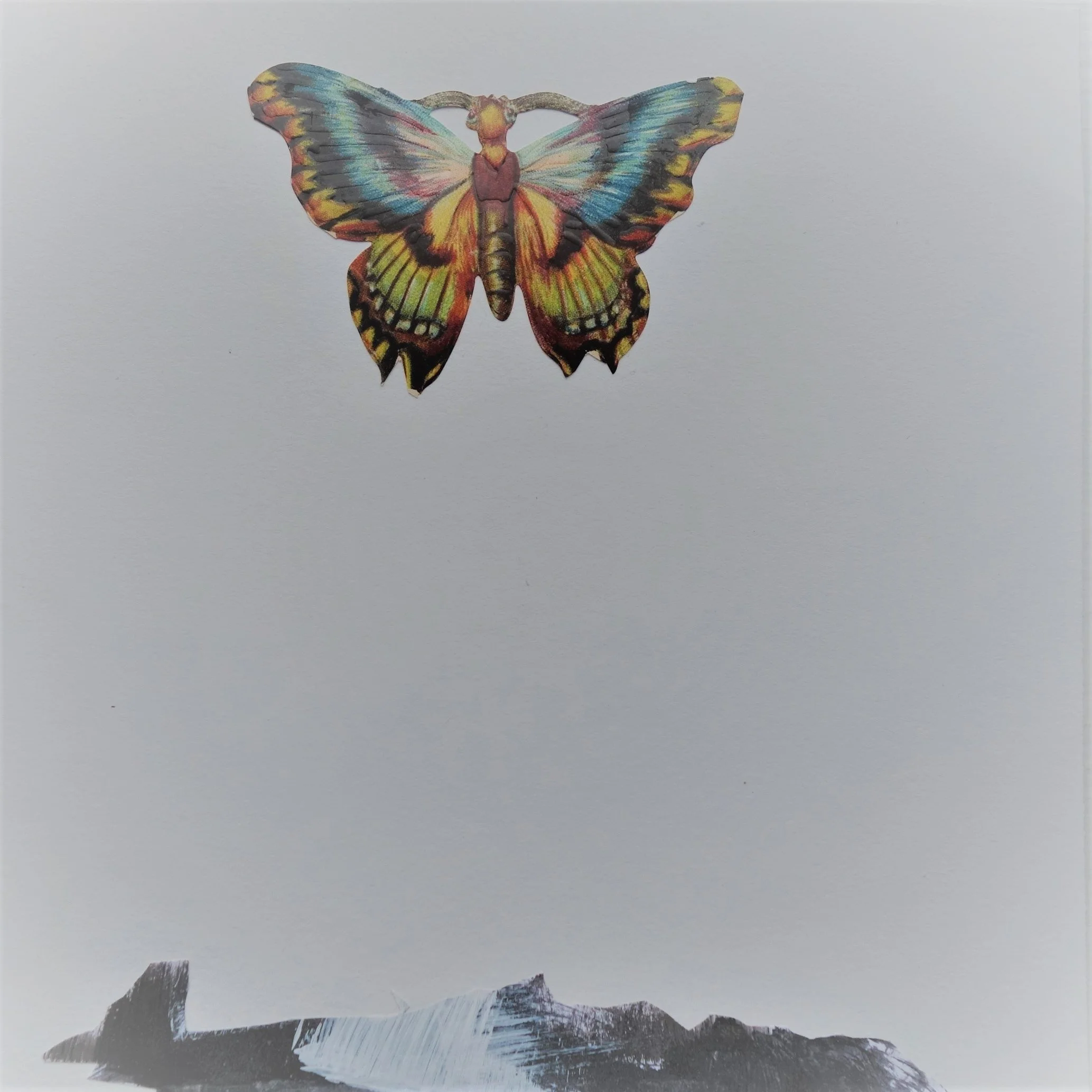  SOMMERFUGL NR 13. 2020 MIXED MEDIA PÅ PAPIR  16X16 CM 