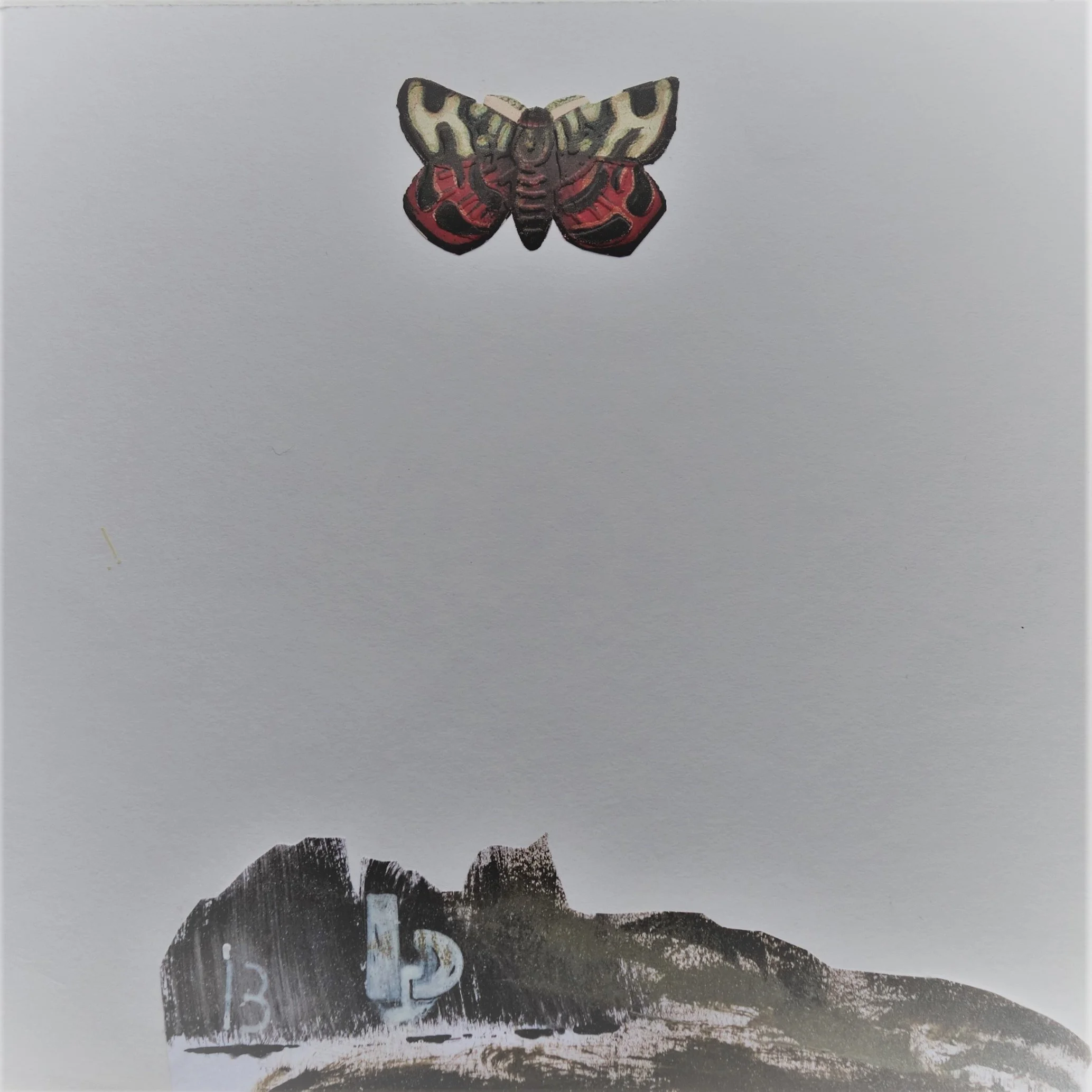  SOMMERFUGL NR 14. 2020 MIXED MEDIA PÅ PAPIR 16X16 CM 