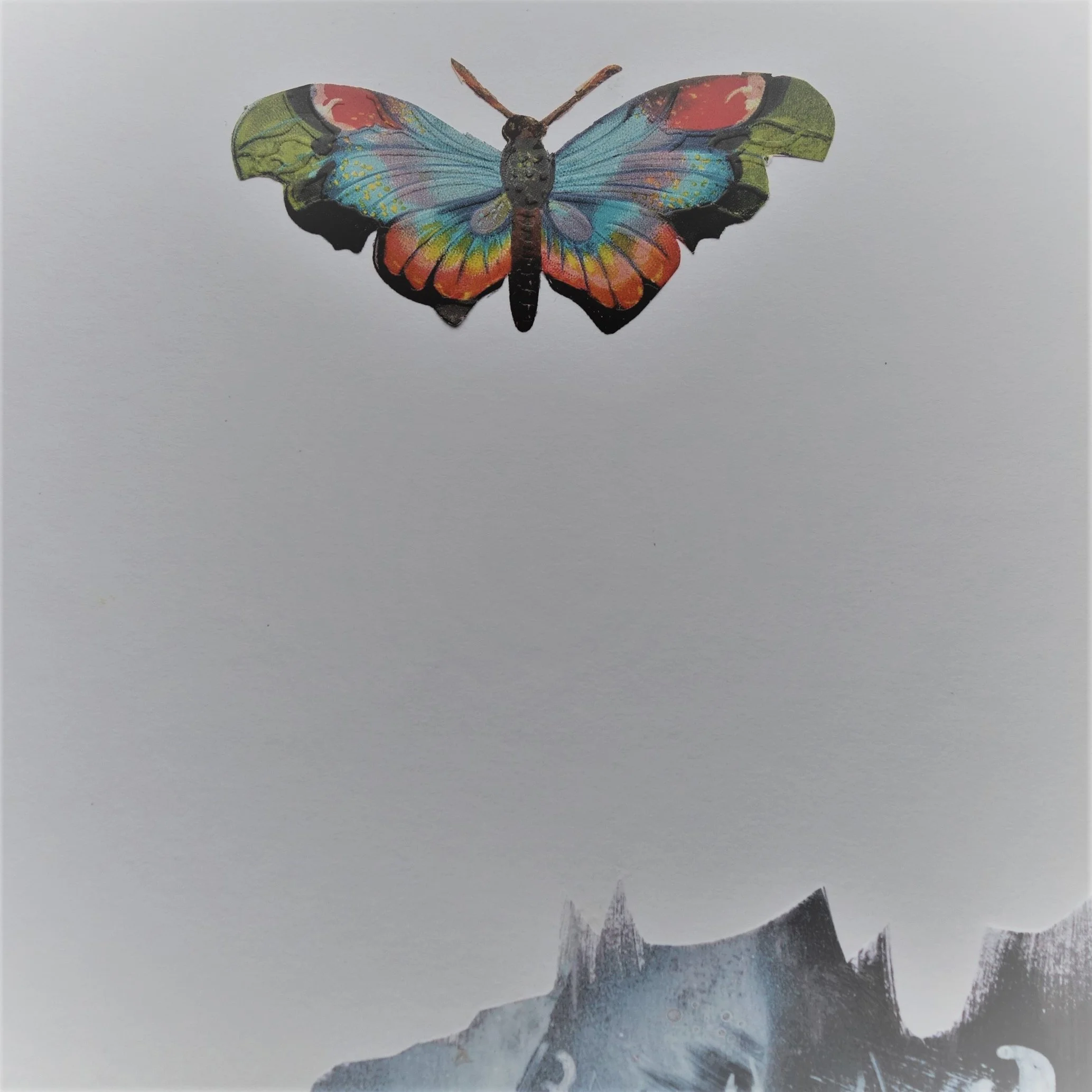  SOMMERFUGL NR 15. 2020 MIXED MEDIA PÅ PAPIR 16X16 CM 