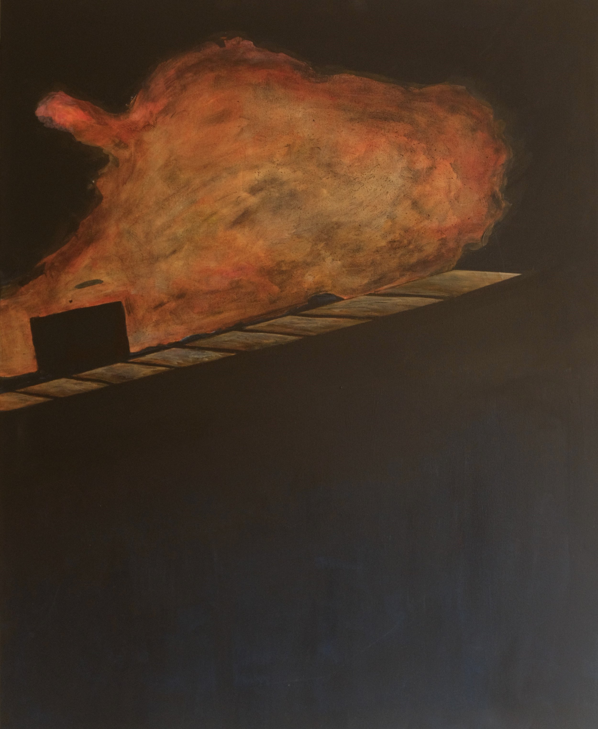  STILLEBEN NR 1. 2023 ACRYL PÅ LÆRRED 100X80 CM 