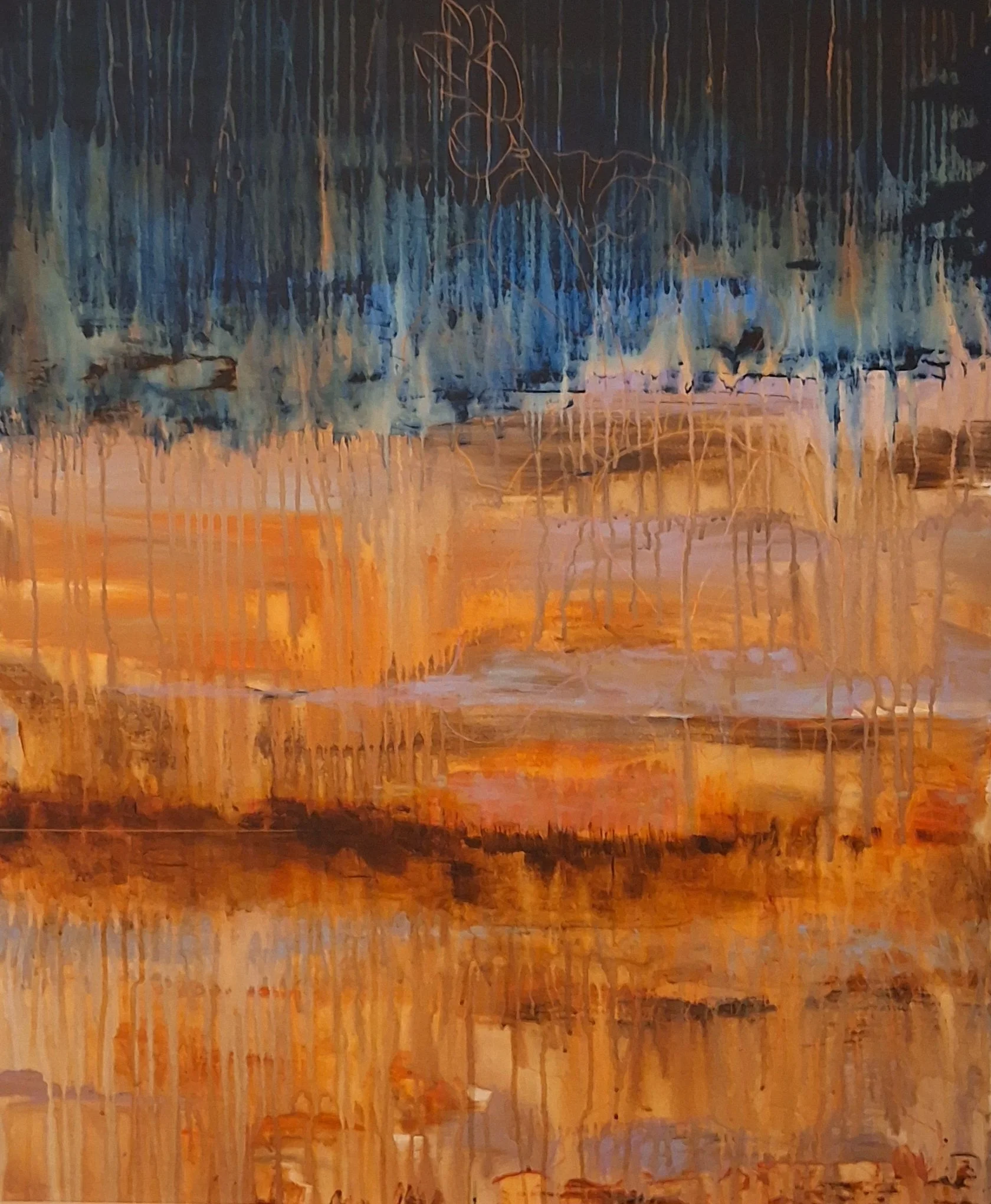  LANDSKAB MV. 2025 ACRYL PÅ LÆRRED 100X80 CM 