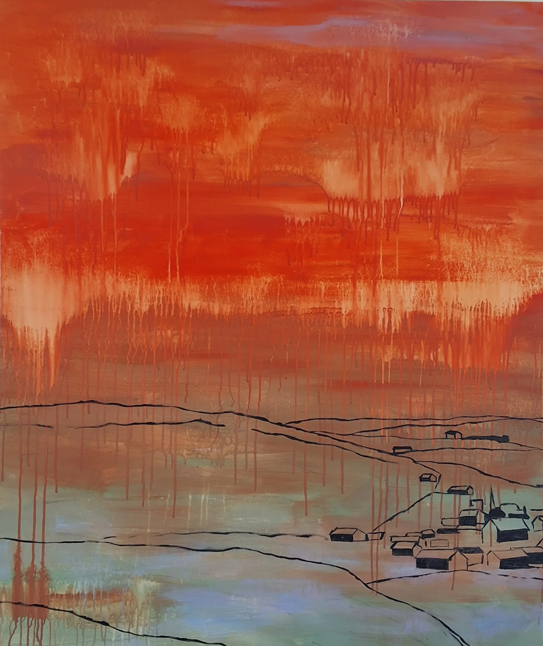  SWEETWATER. 2026. ACRYL PÅ LÆRRED. 117X98 CM  