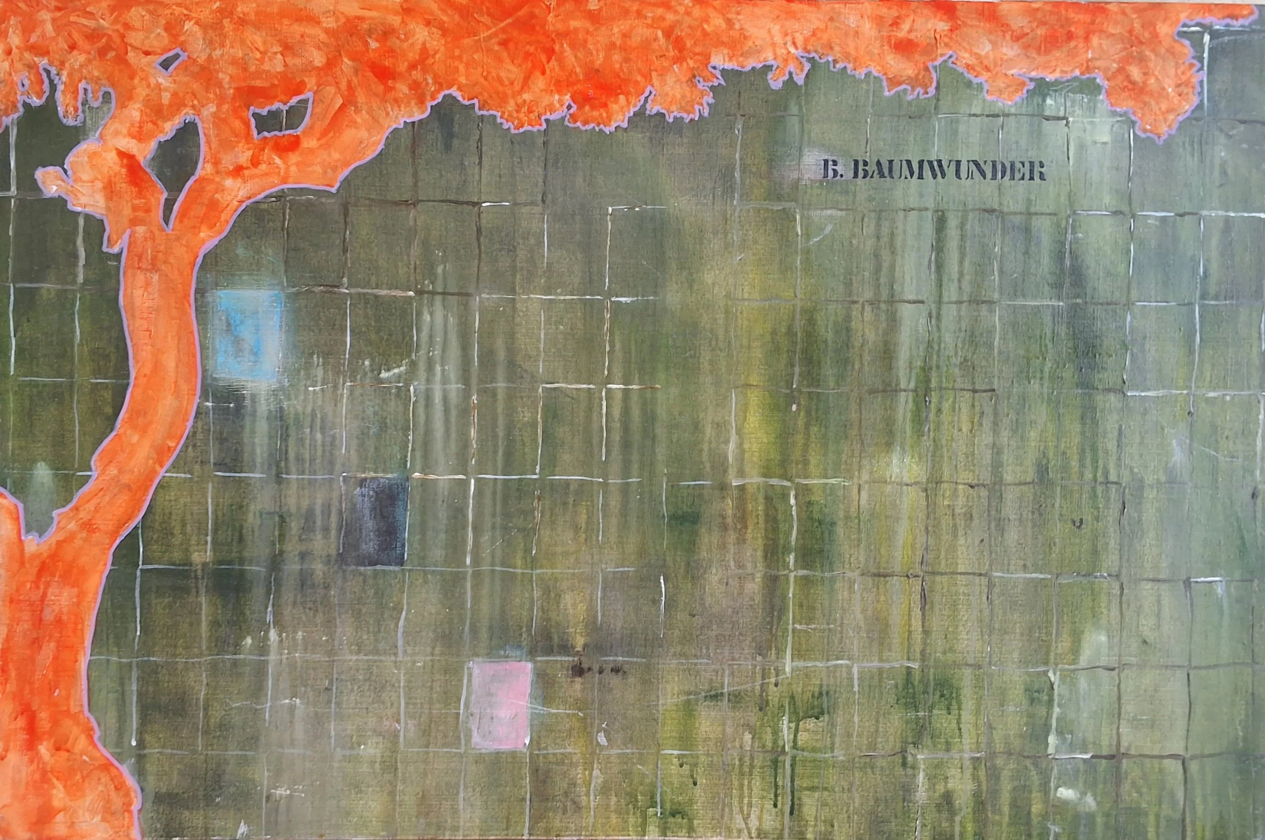  BRAUMWUNDER. 2026. ACRYL PÅ LÆRRED. 65X98 CM 