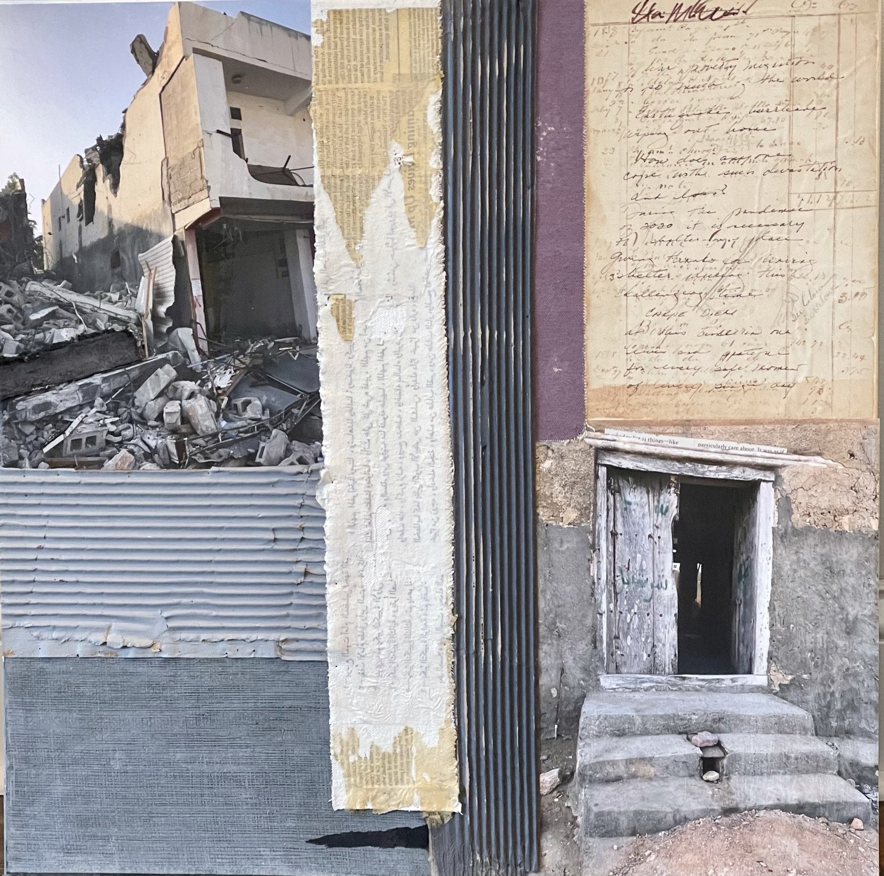 Shelter, 20” x 20”, Mixed media on canvas