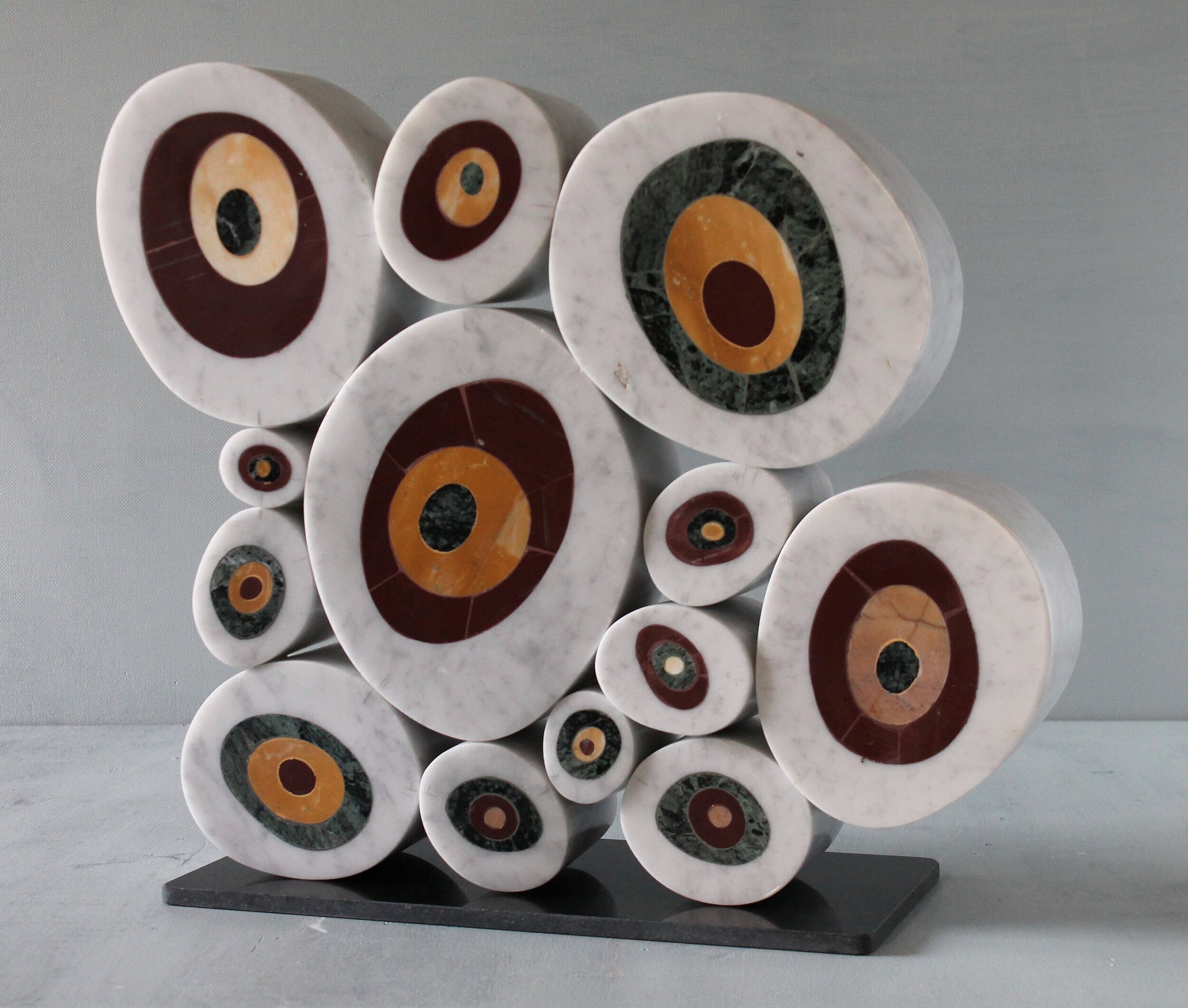 Lollypops, 19.6" x 17.7"x 3.9",  white yellow green red marbles