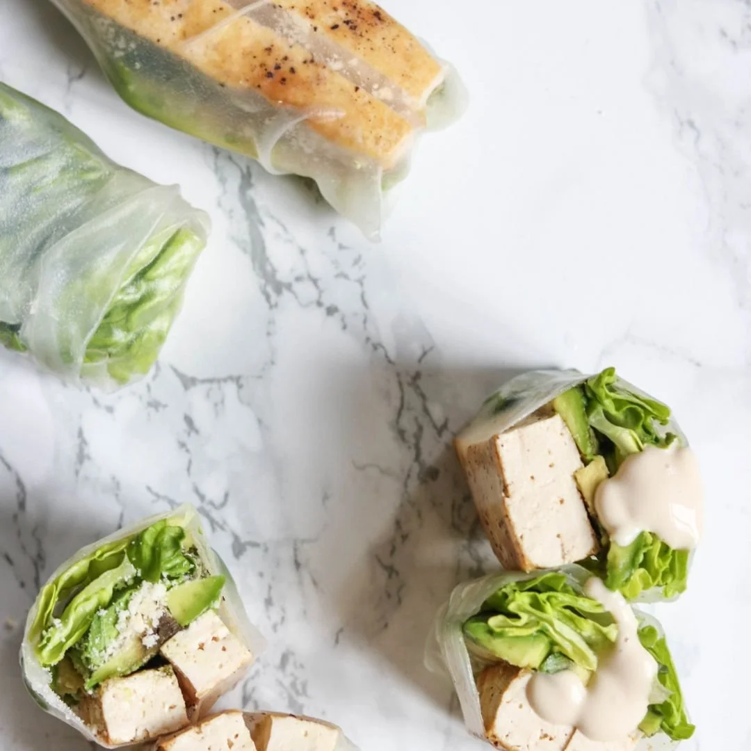 Tofu Caesar summer rolls | Eat Shed Glow® plant-based savory snack