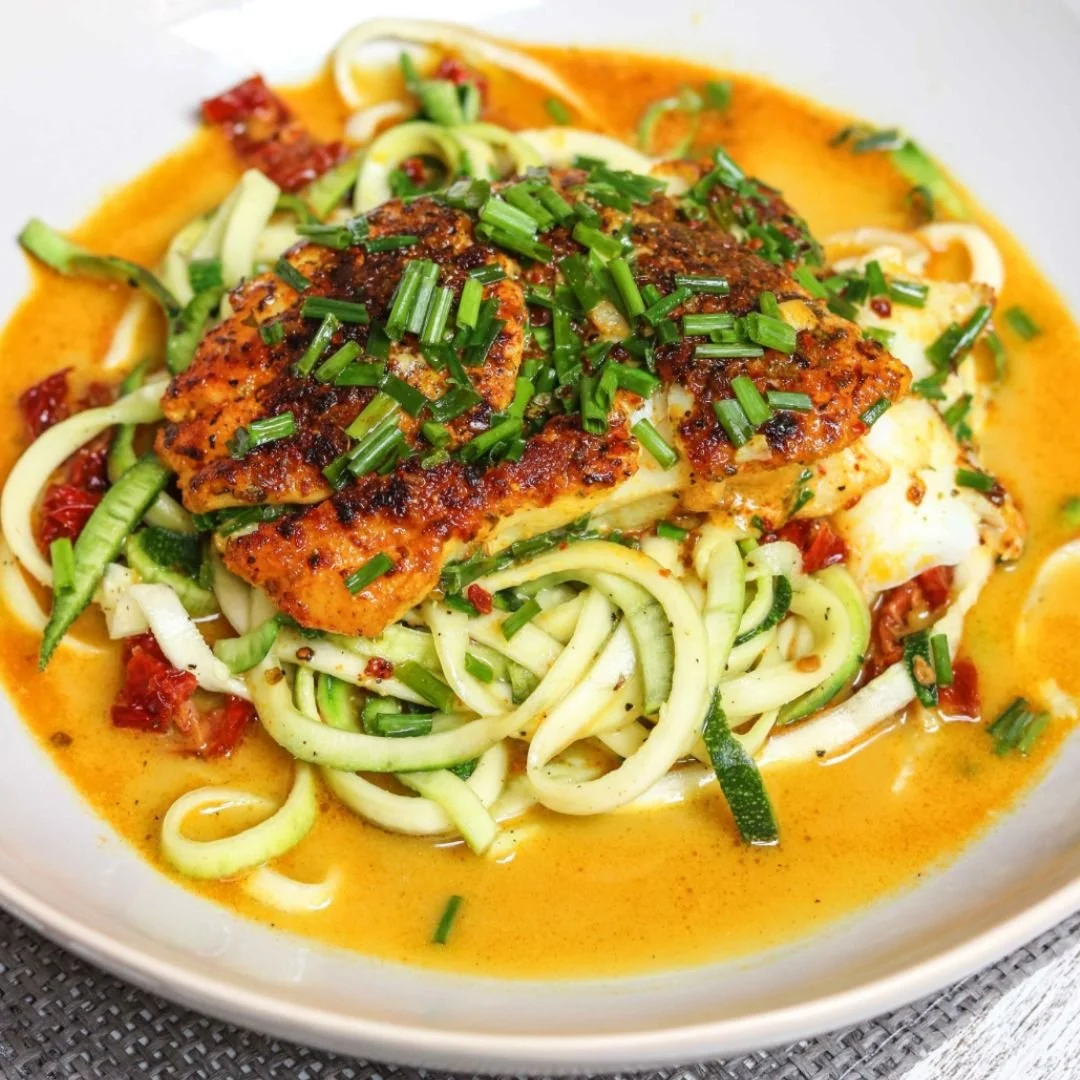 Cod with creamy zoodles | Eat Shed Glow® low-carb weight loss recipe
