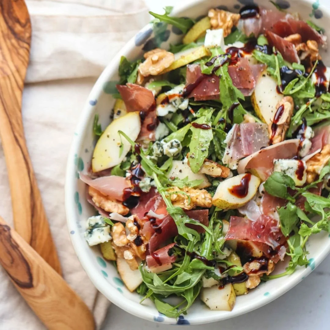 Pear, cured ham, and walnut summer salad | Eat Shed Glow® weight loss recipe