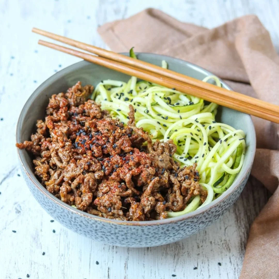 Sesame ginger beef with zoodles | Eat Shed Glow® low-carb weight loss recipe