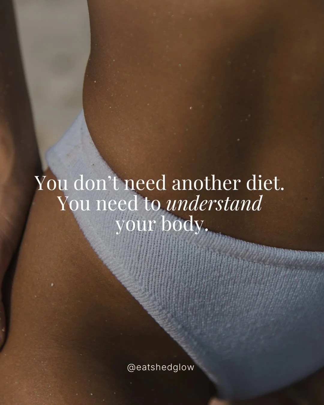 Diets hand you the rules. Eat Shed Glow&reg; is built on understanding.

Diets tell you what to do. I teach you how your body actually works, so you stop needing the next plan.

Weight loss as a skill you learn, not a cycle you repeat. The result is 