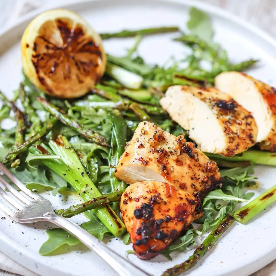Grilled lemon chicken salad | Eat Shed Glow® high-protein weight loss recipe