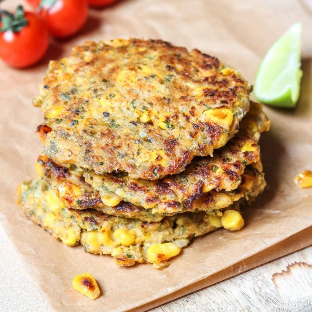 Healthy Sweetcorn fritters | Eat Shed Glow® savory weight loss snack