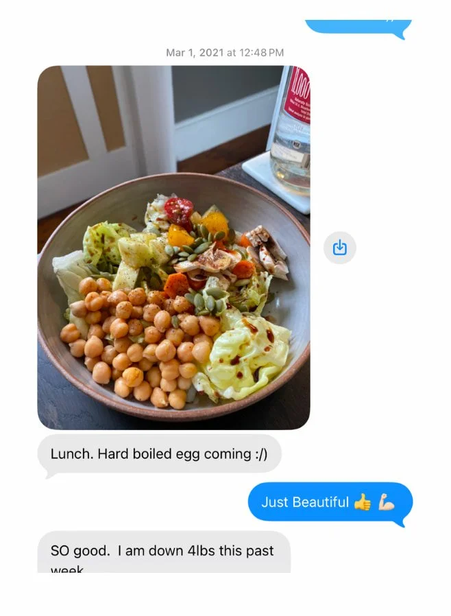 Client review about relearning how to eat for weight loss