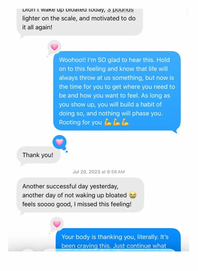 Client testimonial about losing weight with Coco Pierrel