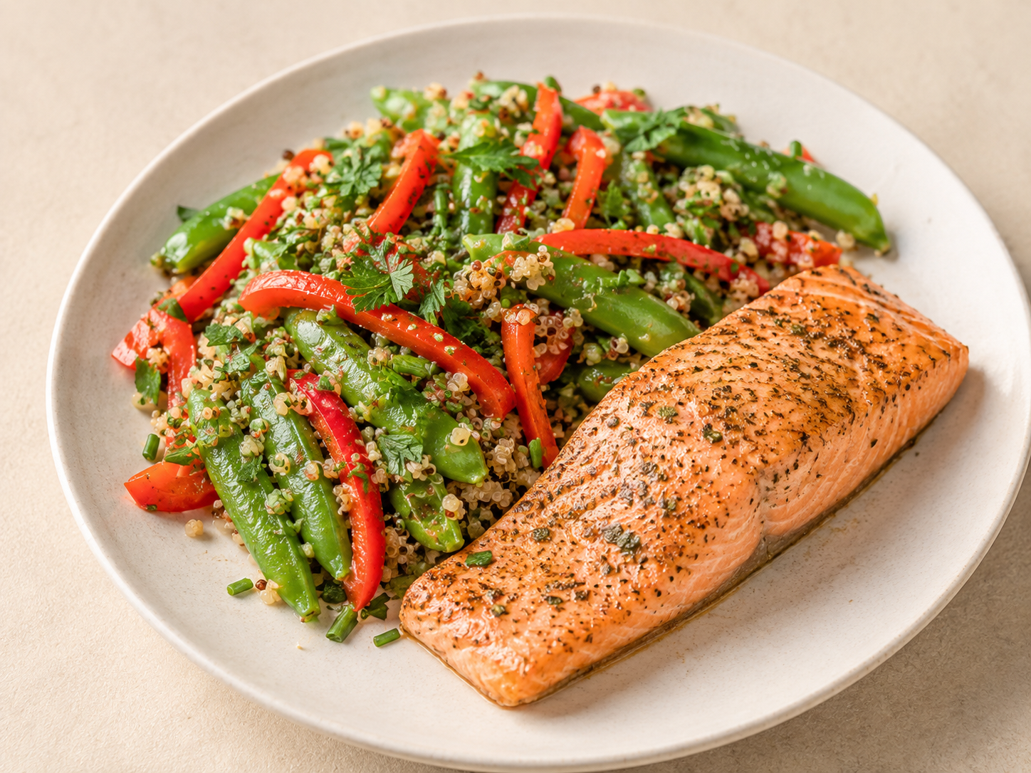 Warm Salmon and Quinoa Salad.