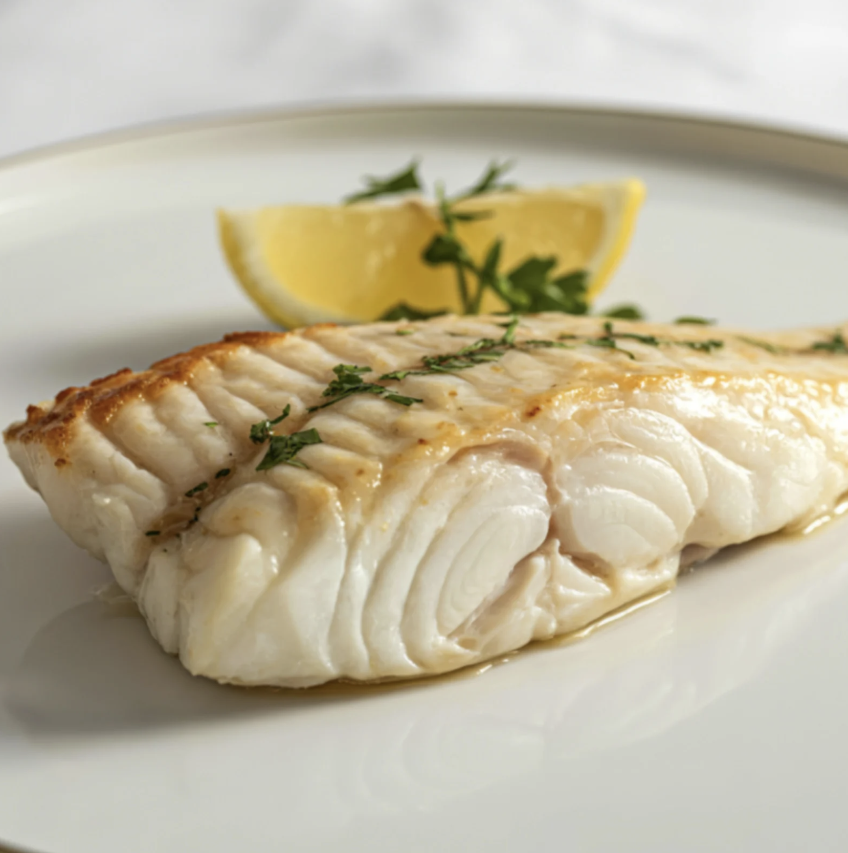 Perfectly cooked white fish prepared using the Eat Shed Glow® method