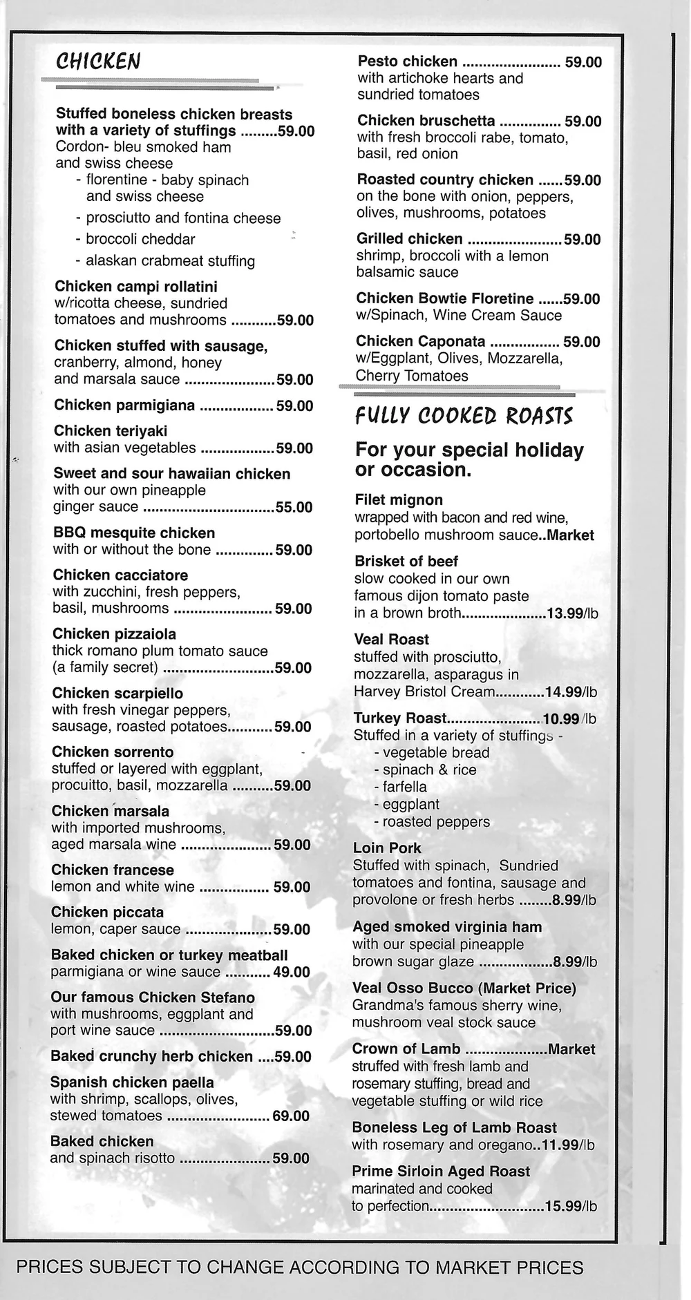Catering Menu — Steve's Prime Meats & Catering