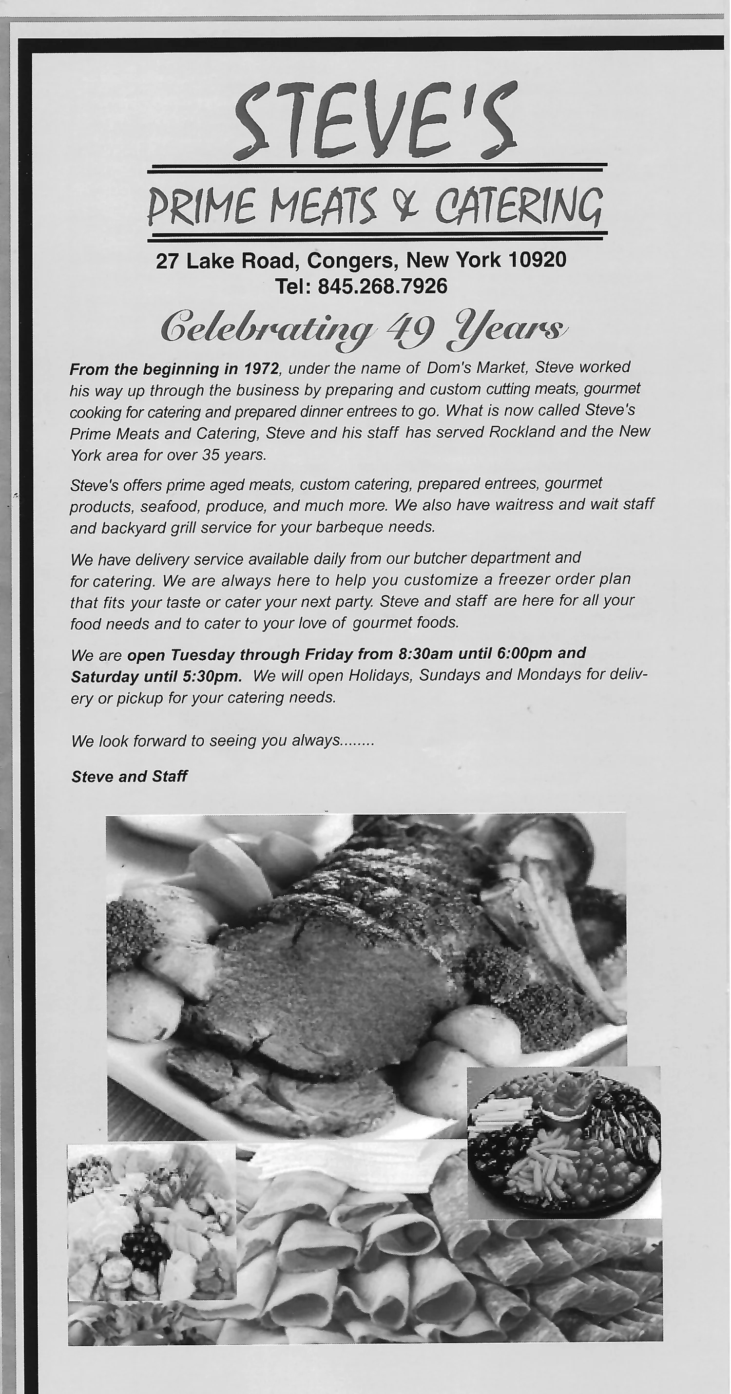 Catering Menu — Steve's Prime Meats & Catering