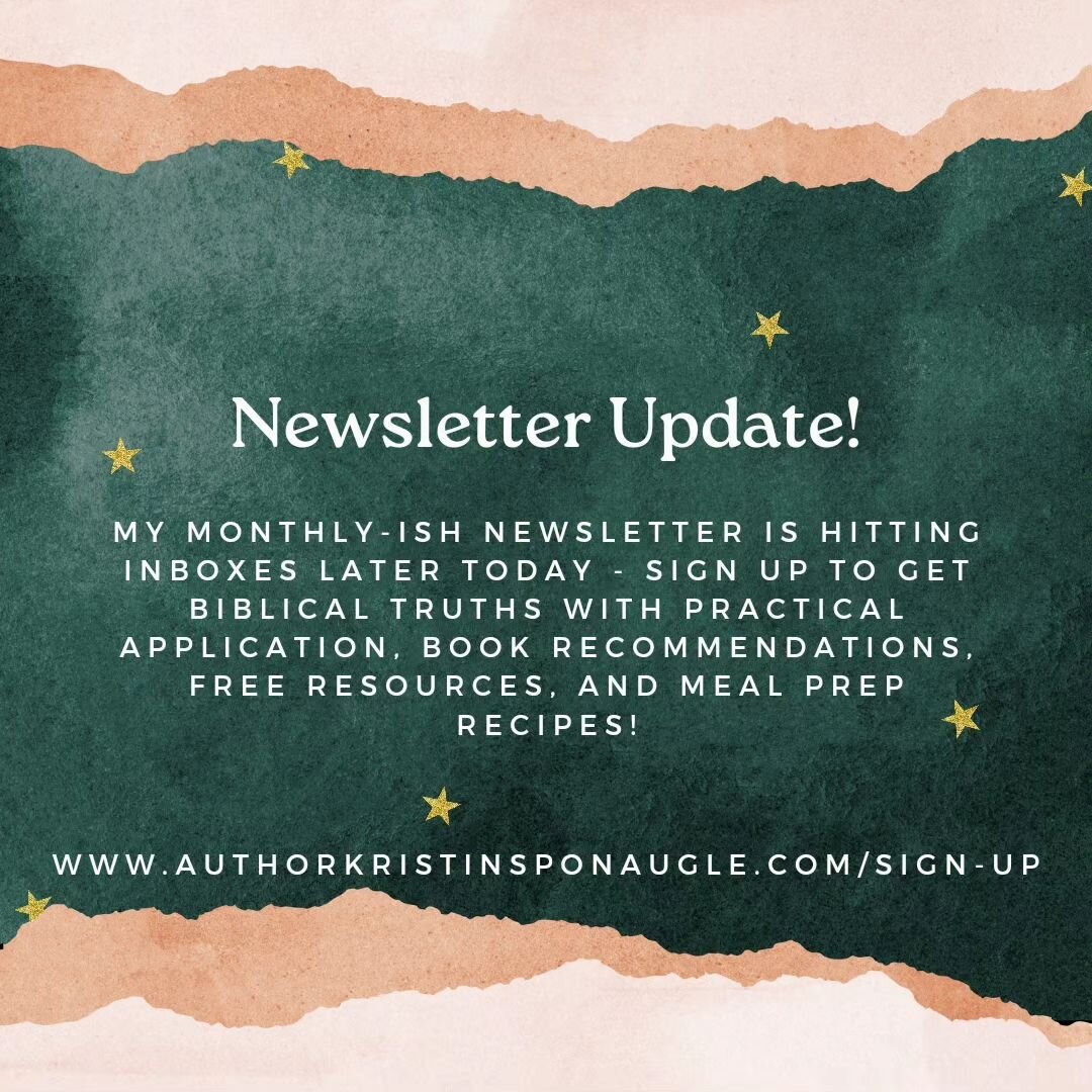 My monthly-ish newsletter is hitting inboxes later today! This month I'm covering some harder topics - how do we get the desires of our hearts and is it really necessary to serve?

As always, there's also book recommendations and a meal prep recipe, 