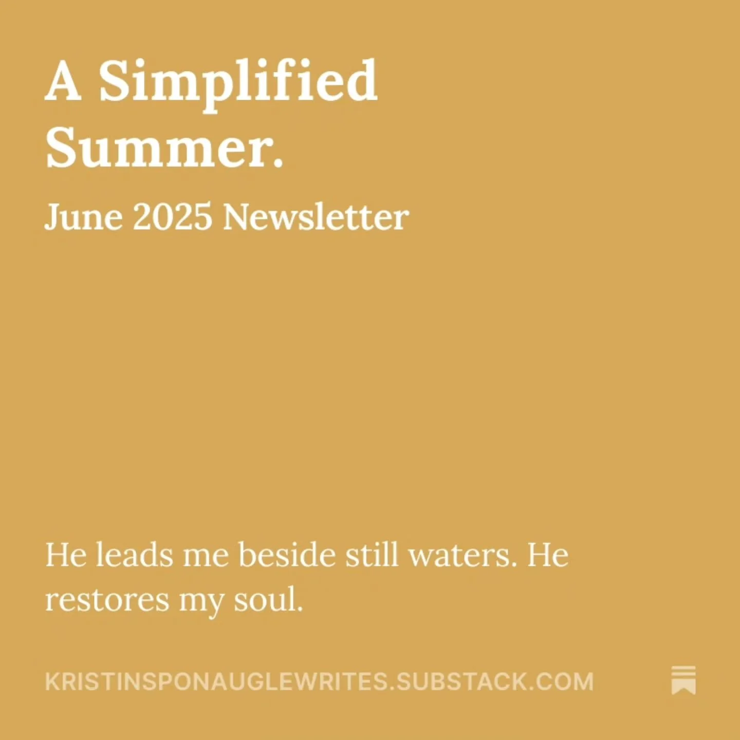 You can read about how I'm simplifying my summer in my June Newsletter. Also included: book recommendations, a few links I'm loving, and something I call &quot;dinner snack&quot; as a way to feed my kiddos dinner.

https://open.substack.com/pub/krist
