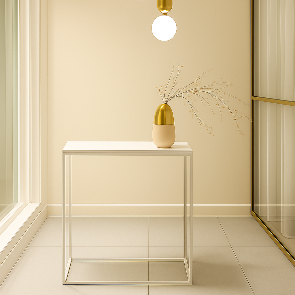 WHITE METAL CONSOLE TABLE