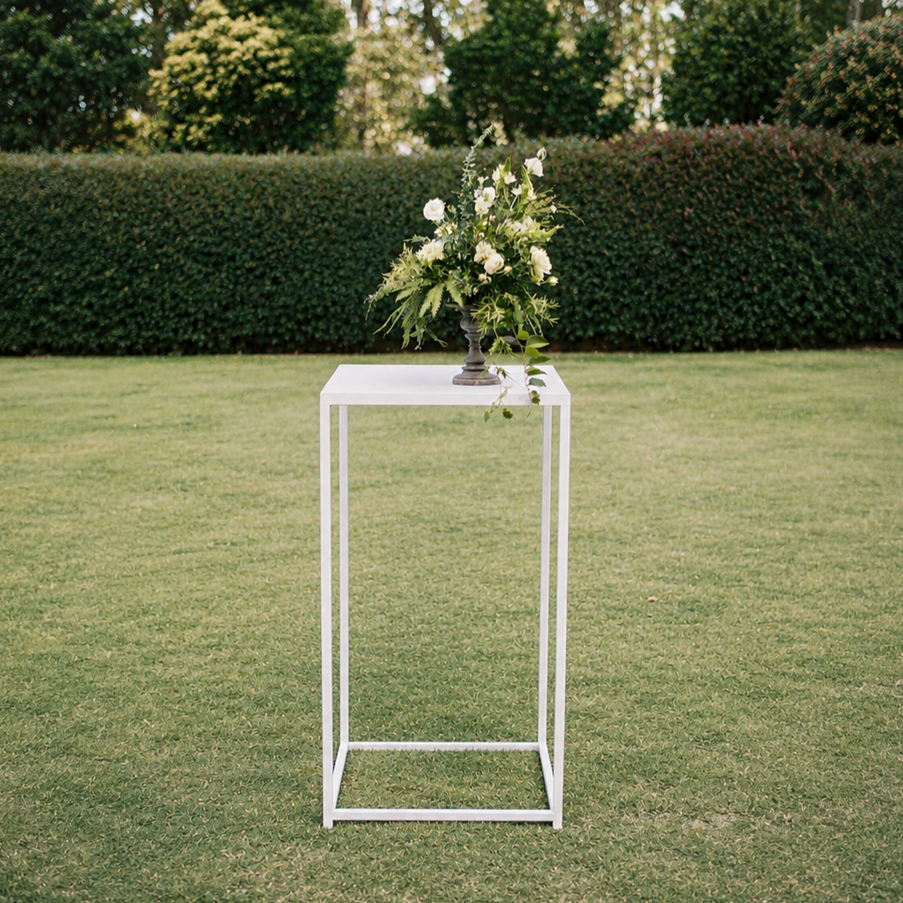 WHITE METAL HIGH TABLE