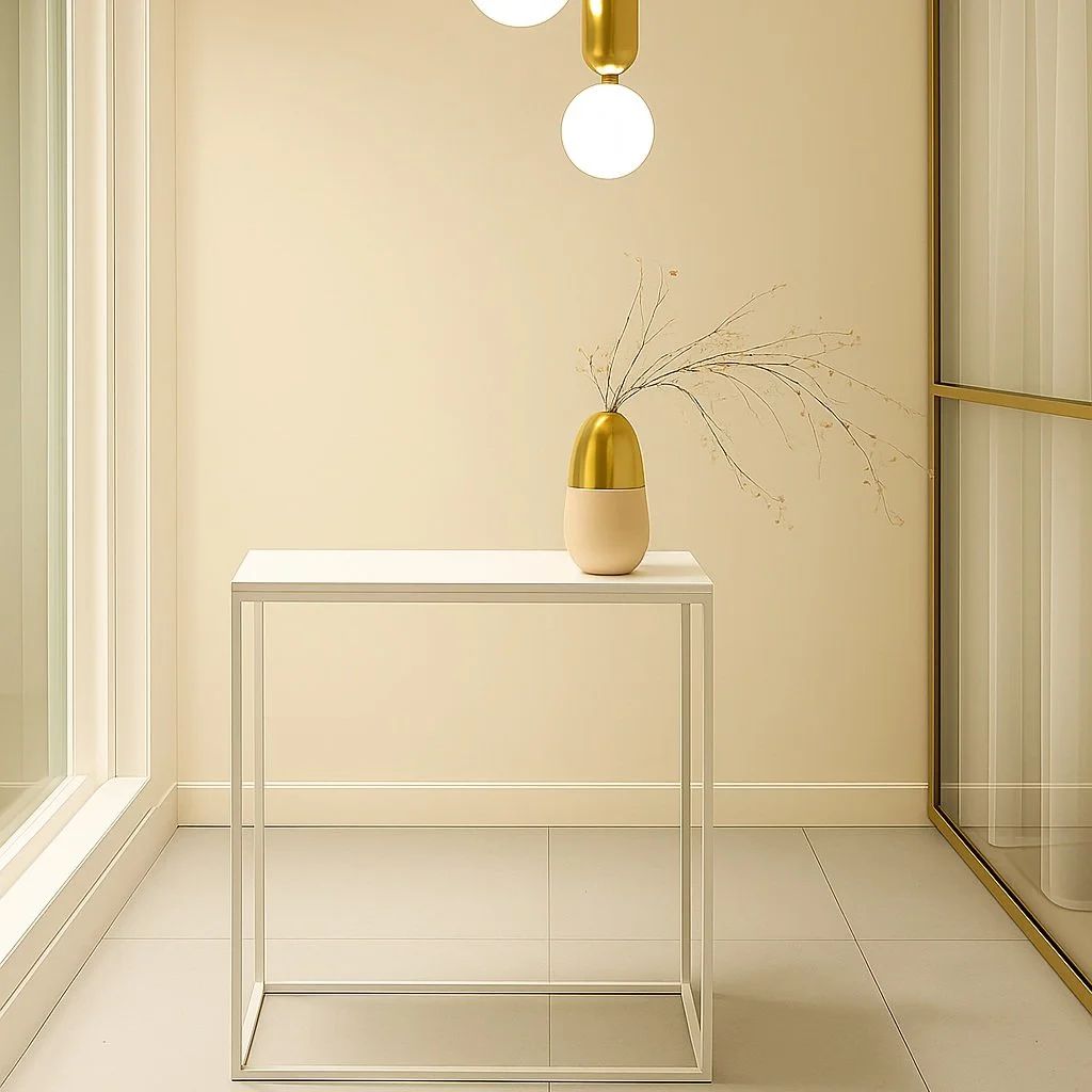 WHITE METAL CONSOLE TABLE