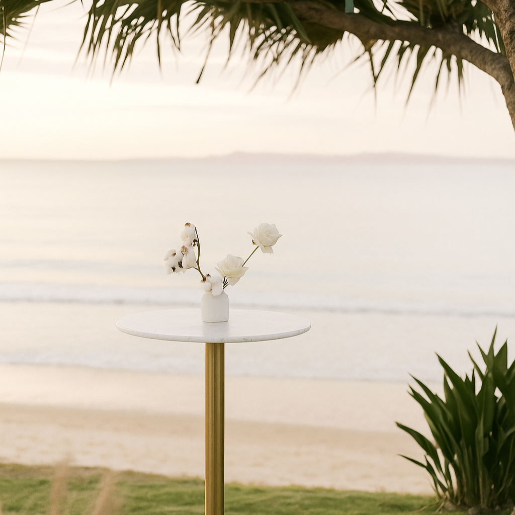 ROUND WHITE MARBLE HIGH TABLE
