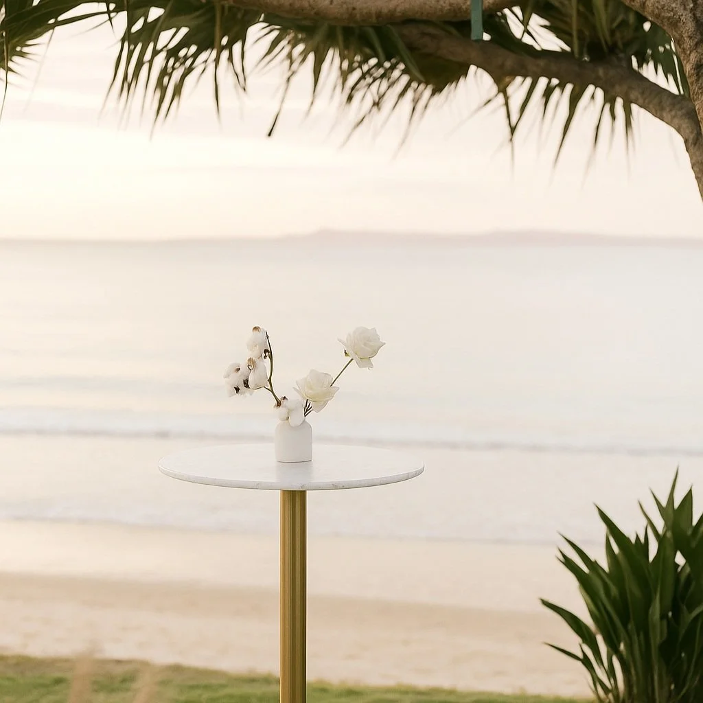 ROUND WHITE MARBLE HIGH TABLE