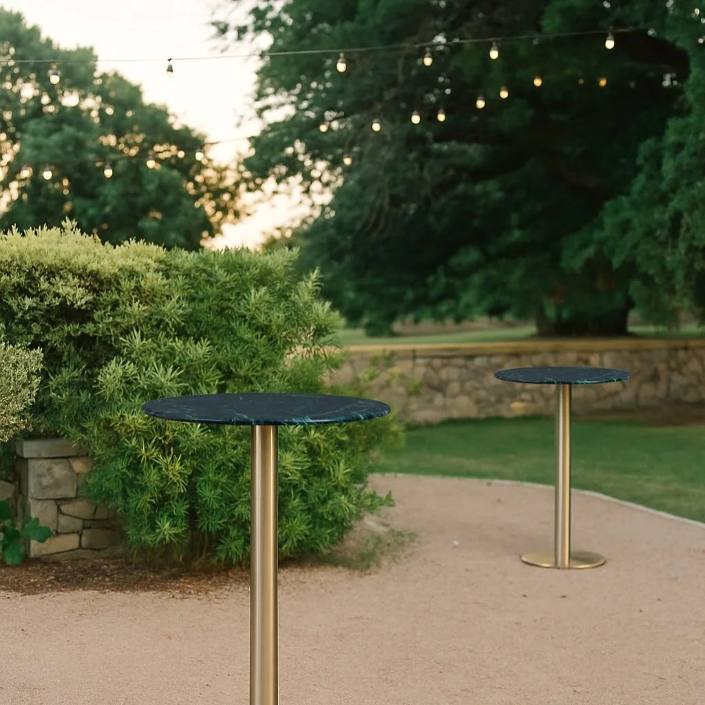 ROUND GREEN MARBLE HIGH TABLE
