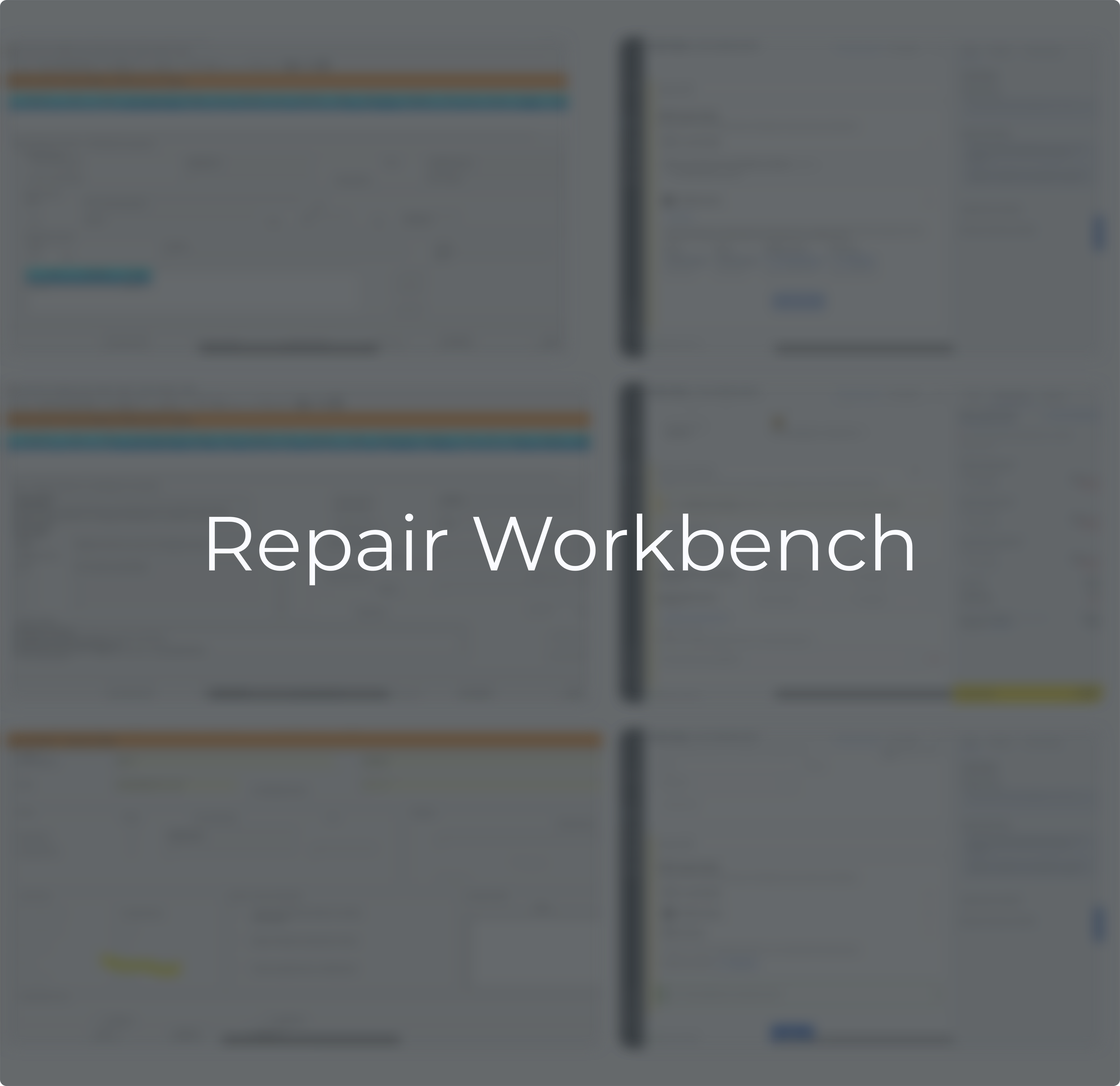 Screenshot of a repair workbench interface on a computer screen.
