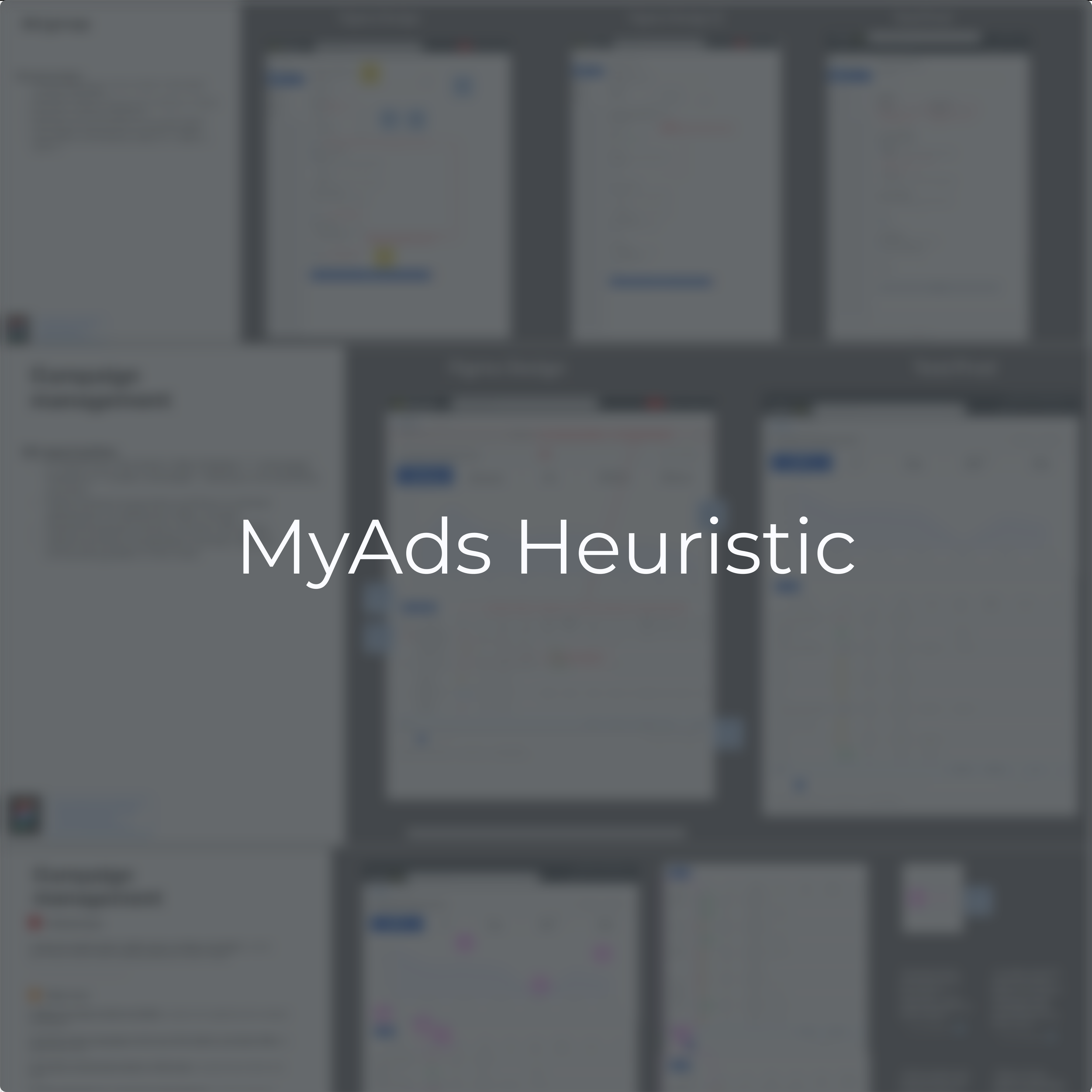 Blurred screenshots of a computer screen with the overlay text 'MyAds Heuristic' in the center.
