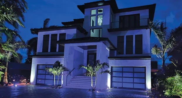 Randy Lee home landscape lighting design with color-changing LED systems