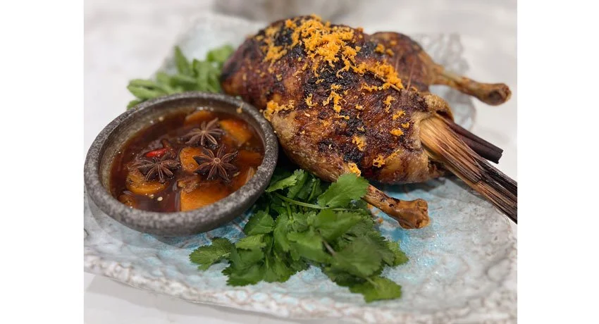 Vietnamese Roast Duck with Grapefruit & Persimmon Sauce