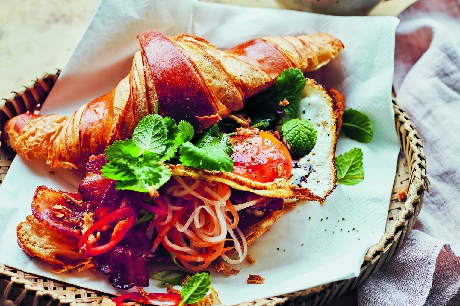 Bacon and Egg Bánh Mì-style Croissant
