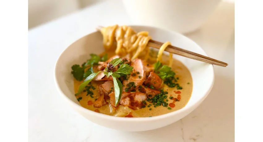 SEAFOOD & COCONUT UDON NOODLE SOUP