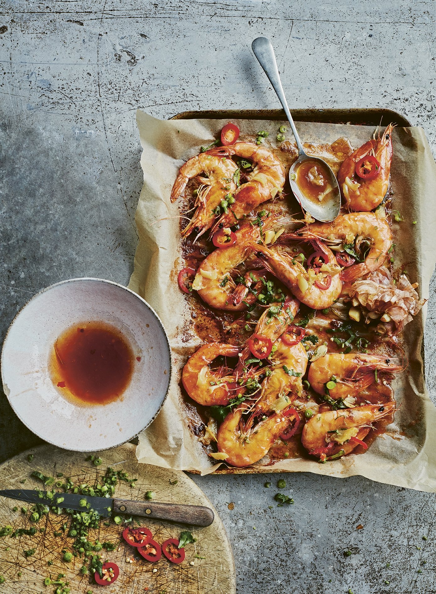 Baked tamarind tiger prawns