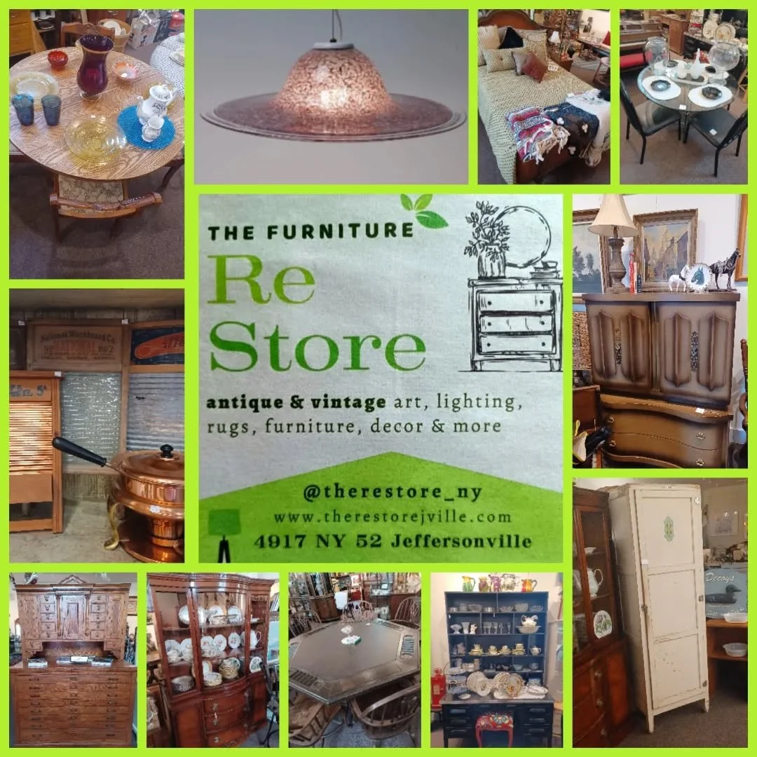 ==>> Come check us out!!! The Furniture ReStore ~ 4917 NY 52!!! AWESOME Antique to Modern Shop in LOVELY Jeffersonville, NY!!!
==>> We have a little bit of EVERYTHING!!! Furniture for EVERY room, style, taste, decor for ALL, lighting, art