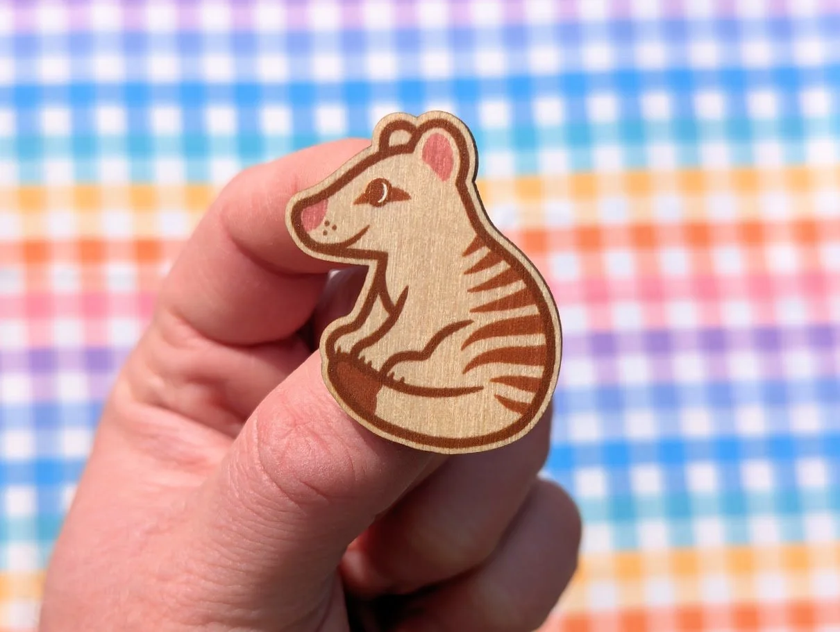 Cereal the Thylacine Wooden Pin