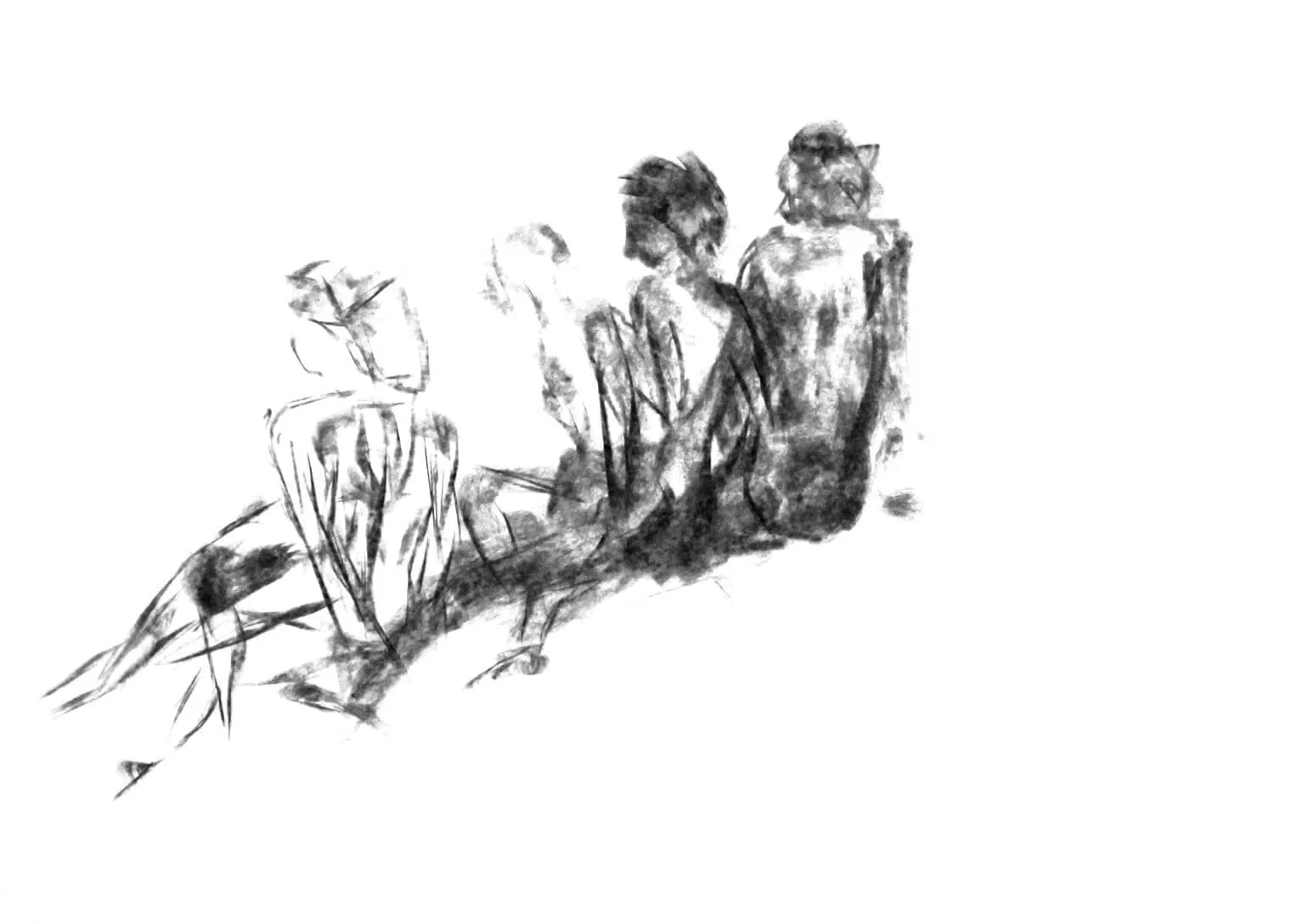 Sitting, charcoal on paper