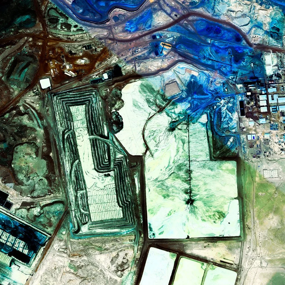Detail of Arlit Mine  a limited-edition satellite fine art artwork by Federico Winer, portraying a uranium mining landscape in Niger as a powerful abstract composition with museum-quality production.