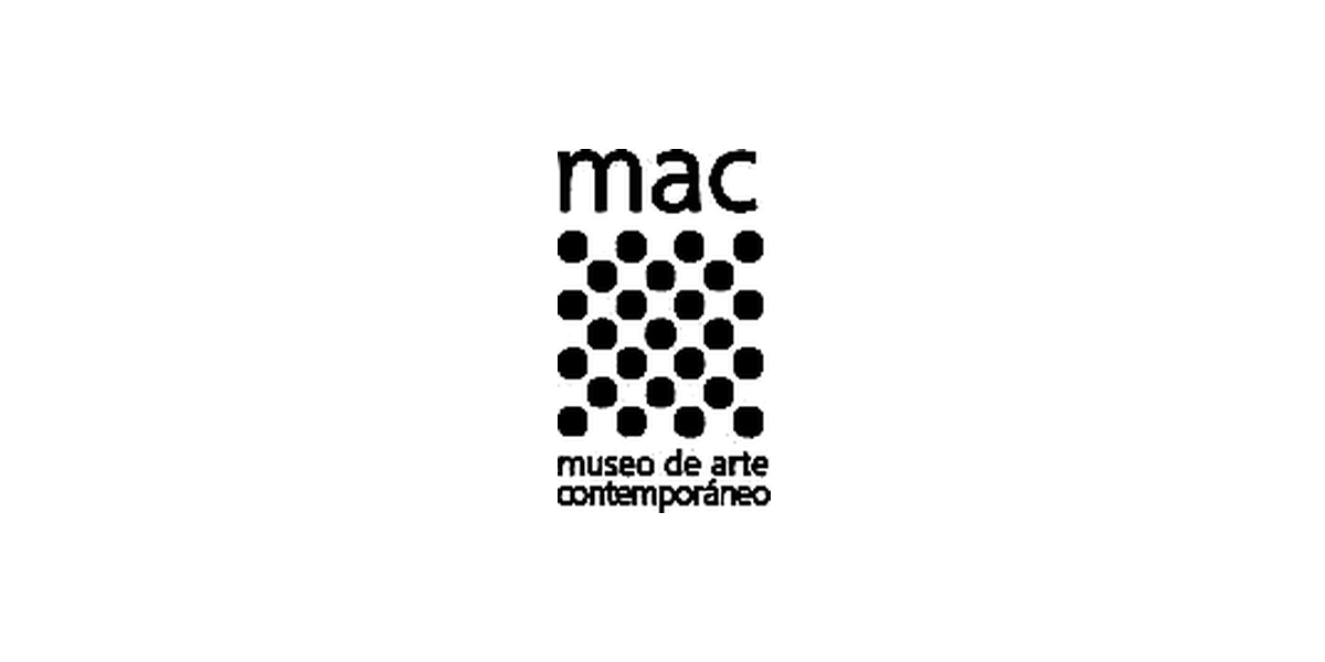 Contemporary art museum logo with the word 'mac' above a grid of black circles and the text 'museo de arte contemporáneo' below.