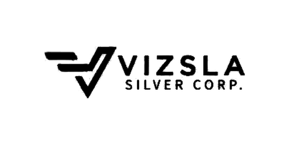 Black logo with airplane icon, the text 'VIZSLA SILVER CORP.'