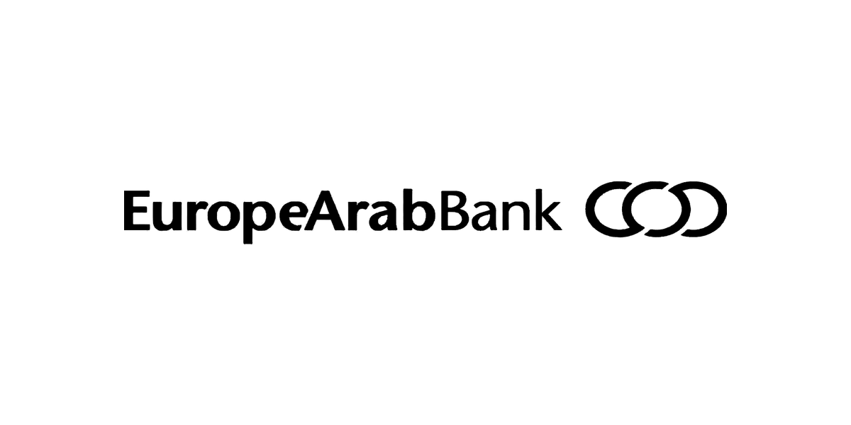 European Arab Bank logo in black and white with interconnected rings.